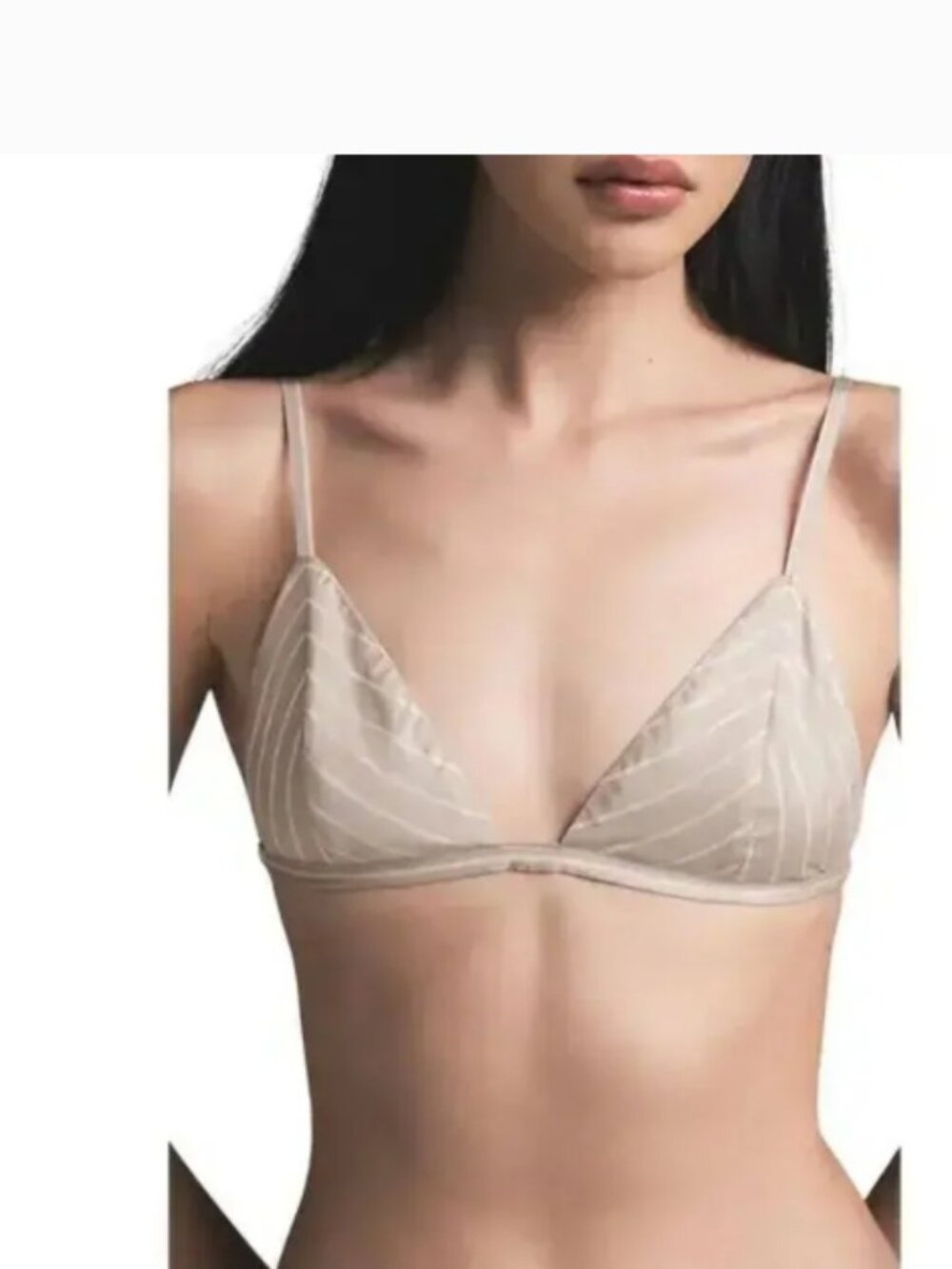 SKIMS Cotton Poplin Triangle Bralette – Stone Stripe – Medium and Large NWT